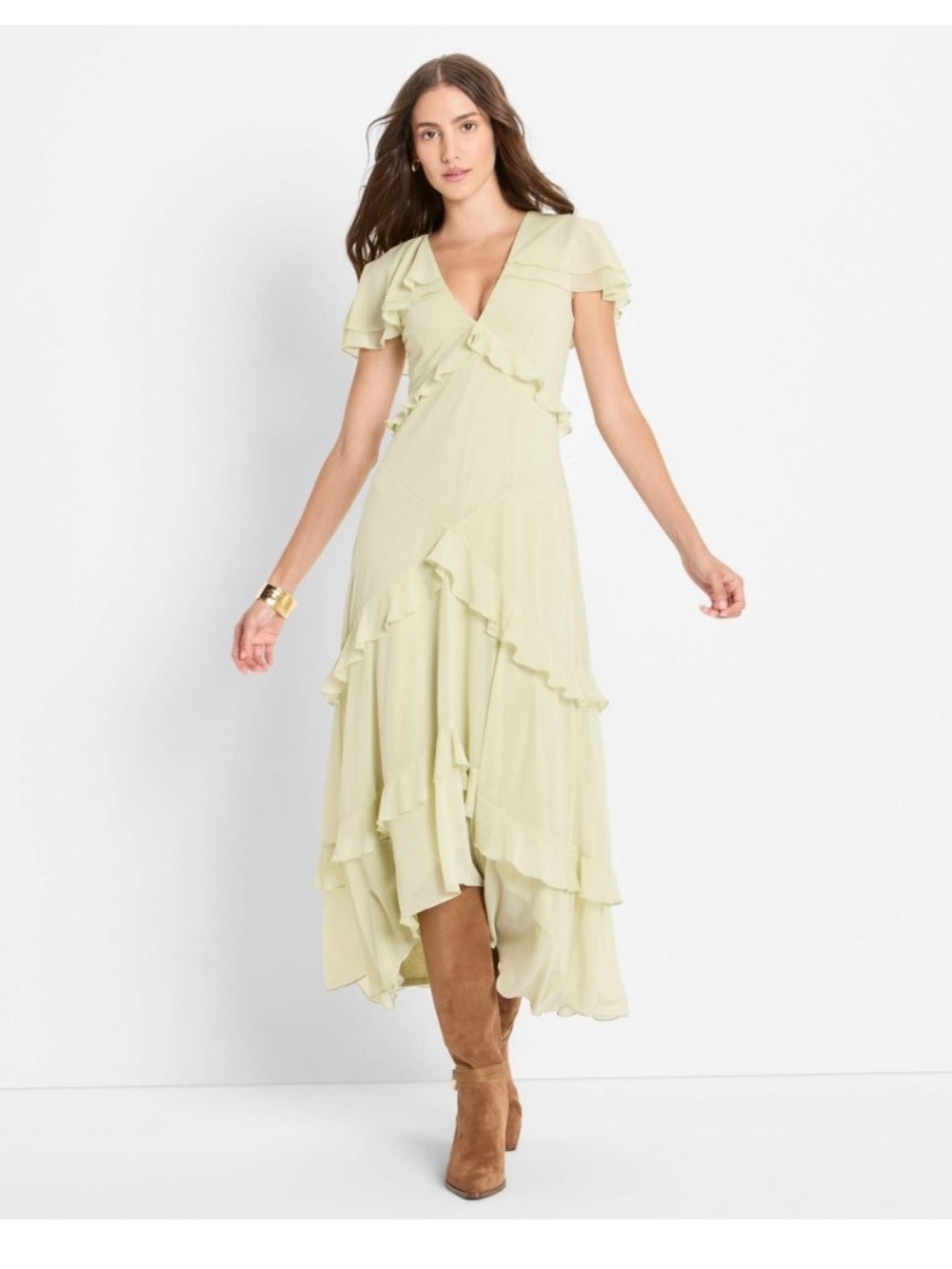 NWT Future Collective x Reese Blutstein Ruffle Cape High-Low Maxi Dress Small